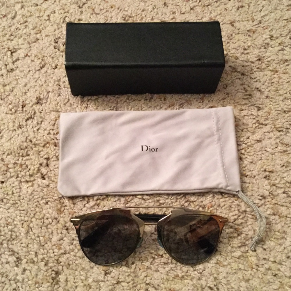 DIOR REFLECTED AVIATOR SUNGLASSES 52 21 140 w CASE - Picture 1 of 8